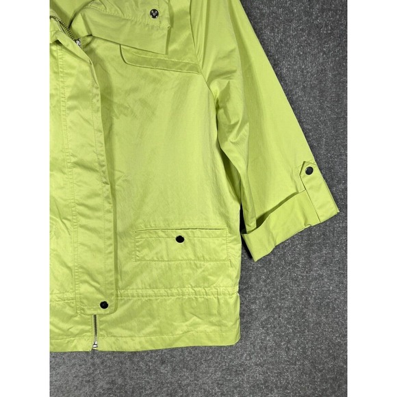 Zenergy By Chicos Roll Tab Sleeve Full Zip Jacket Womens Size 1 US Size 8 Neon - Picture 6 of 13